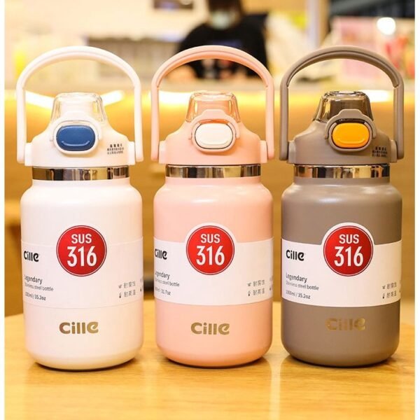 Cille 1000ml SUS 316 Stainless Steel Hot and Cold Water Bottle (Dual Mouth)