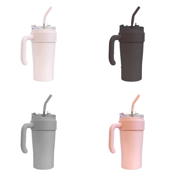 MSZM Stainless Steel Tumbler with Handle & Straw With Rubber Tip - 860ML